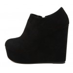 Black Suede Platforms Wedges Ankle Boots Shoes