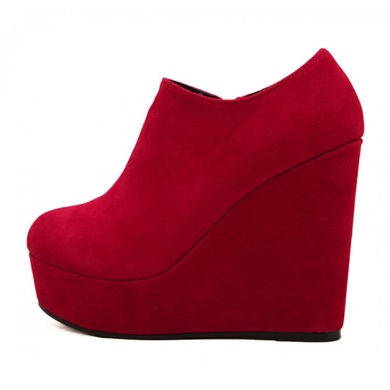 red suede wedges