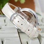 White Strap Diamante Swan Lake Round Dial Watch Silver Case 40mm