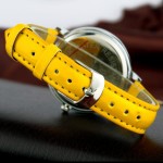 Yellow Strap Diamante Cello Round Dial Watch Silver Case 40mm