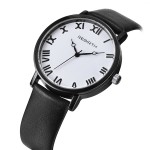 Black White Strap Round Case Classy Vintage Watch 40mm 