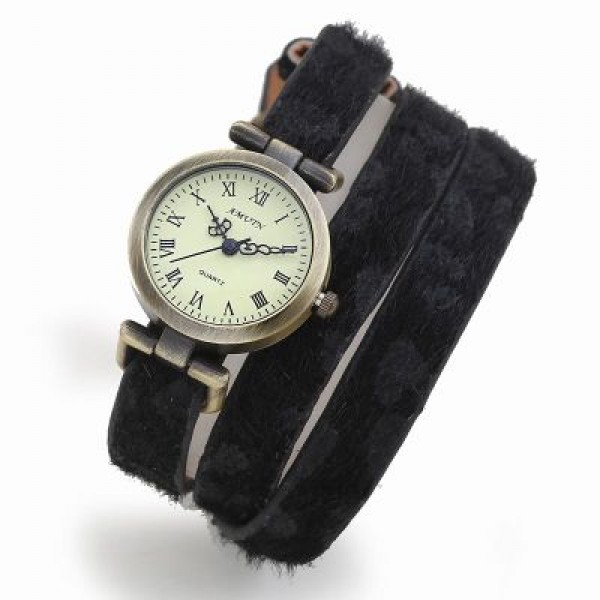 Grey Fur Leopard Long Belt Strap Bracelet Bangle Wristband Quartz Watch 25 mm