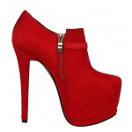 Red Suede Gold Chain Platforms Ankle Stiletto High Heels Boots Shoes