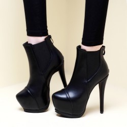 Black Platforms Stiletto High Heels Boots Shoes