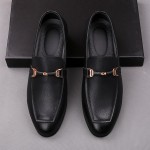 Black Horsebit Blunt Head Mens Oxfords Loafers Dress Shoes Flats