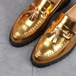 Gold Metallic Matt Tassels Mens Oxfords Loafers Dress Shoes Flats