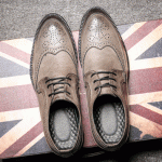 Grey Vintage Wingtip Lace Up Mens Oxfords Loafers Dapperman Dress Shoes Flats