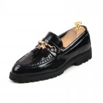 Black Tassels Mens Oxfords Loafers Dress Shoes Flats