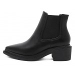 Black Pointed Head U Chelsea Ankle Boots High Heels Shoes
