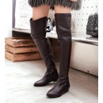 Brown Sexy Long Knee Rider Flats Boots Shoes