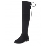 Black Suede Long Knee Rider Flats Boots Shoes