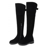 Black Suede Long Knee Rider Boots Shoes