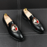Black Embroidery Crown Loafers Dappermen Dapper Mens Dress Shoes