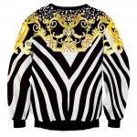 Black Zebra Gold Leaves Totem Vintage Mens Long Sleeves Sweatshirt