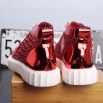 Red Glitters Spikes White Sole Punk Rock Mens High Top Sneakers Shoes