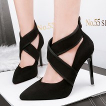 Black Ankle Cross Straps Ballets Stiletto High Heels Shoes