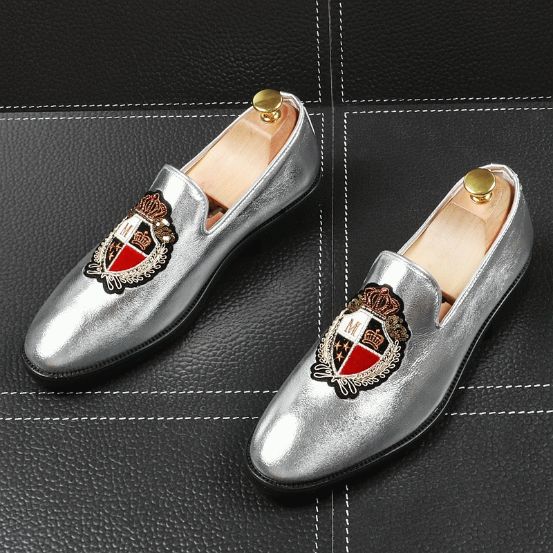 mens metallic silver dress shoes