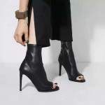 Black Funky Peep Toe High Stiletto Heels Ankle Boots Shoes