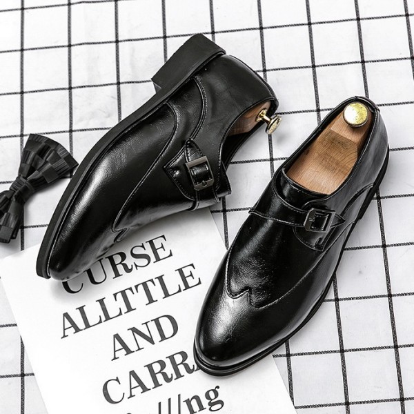 Black Classic Monk Strap Dappermen Dapper Loafers Shoes
