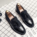Black Patent Gliiters Tassels  Dappermen Dapper Loafers Shoes