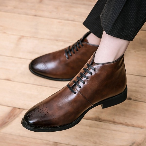 Brown Classic Lace Up Ankle Mens Boots Shoes