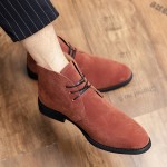 Brown Suede Lace Up Ankle Mens Boots Shoes