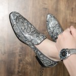Grey Vintage Paisleys Mens Prom Loafers Shoes