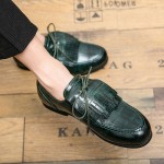 Green Croc Fringes Bow Dappermen Dapper Loafers Shoes