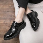 Black Patent Glossy Croc Mens Prom Oxfords Shoes