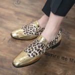 Gold Metallic Leopard Dappermen Dapper Loafers Shoes