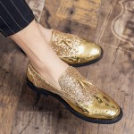 Gold Metallic Gliiters Tassels  Dappermen Dapper Loafers Shoes