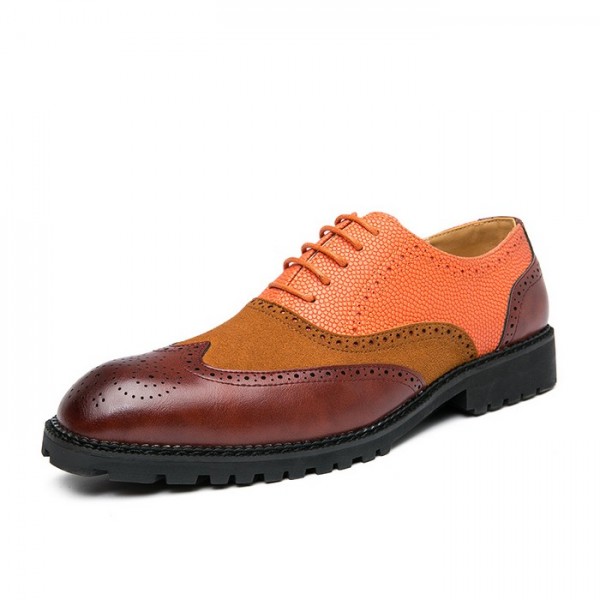 Orange Brown Lace Up Dappermen Dapper Mens Oxfords Shoes