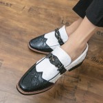 White Ostrich Wingtip Mens Prom Loafers Shoes Flats