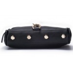 Black White and Various Color Gold Studs Lock Cross Body Strap Bag Handbag Clutches