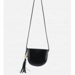 Black White Ball Tassel Cross Body Strap Bag Handbag