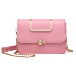 Pink Gold Ball Metal Snap Box Cross Body Bag Handbag Purse