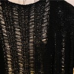 Black Crochet Lace Mid Flounce Sleeves Long Cardigan Outer Jacket