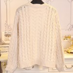 Cream Twisted Chunky Knitted Long Sleeves Cardigan Jacket