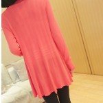 Pink Long Sleeves Knit Thin Cardigan Outer Jacket