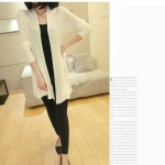 White Long Sleeves Knit Thin Cardigan Outer Jacket