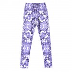 Blue Flowers Florals Yoga Fitness Leggings Tights Pants