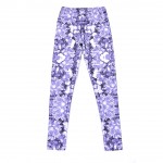 Blue Flowers Florals Yoga Fitness Leggings Tights Pants