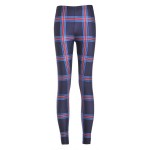 Blue Navy Red Checkers Plaid Yoga Fitness Leggings Tights Pants