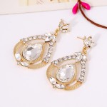 Gold Silver Bronze Crystal Diamante Fancy Glamorous Wings Earrings