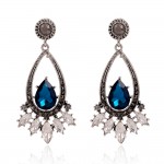 Blue Diamante Crystals Gemstones Glamorous Earrings Ear Drops