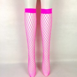 Pink Fushia Big Fish Net Fishnet Lolita Punk Rock Gothic Long Knee Socks