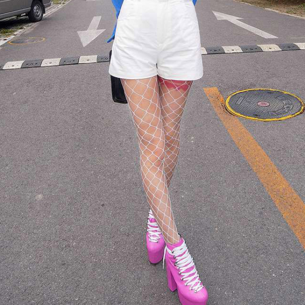 White Big Fish Net Fishnet Lolita Punk Rock Gothic Long Socks Tights Stockings