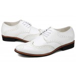 White Vintage Leather Lace Up Mens Oxfords Flats Dress Shoes