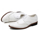 White Vintage Leather Lace Up Mens Oxfords Flats Dress Shoes
