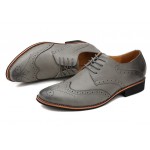 Grey Vintage Leather Lace Up Mens Oxfords Flats Dress Shoes